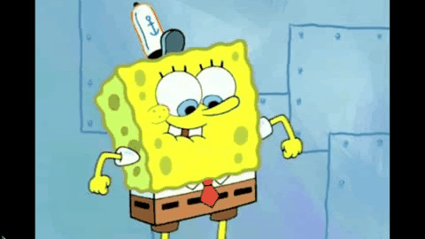 spongebob gif photo: Spongebob Winking at his Tie spongebob.gif
