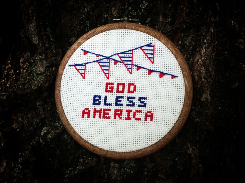God Bless America Embroidery Hoop - Ten Feet Off Beale