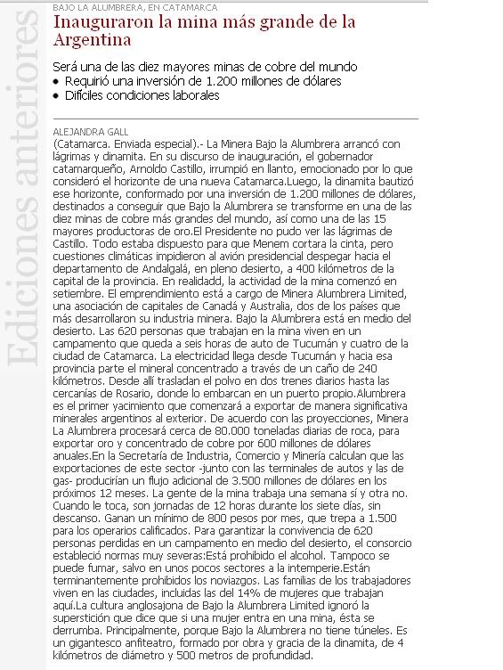 Lo que pensaba "Clarin" de la mineria. Lo que pensaba "Clarin" de la mineria.