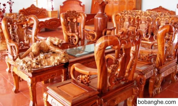 Bộ bàn ghế phòng khách Minh Quốc Chim gỗ Hương C10MHC01
