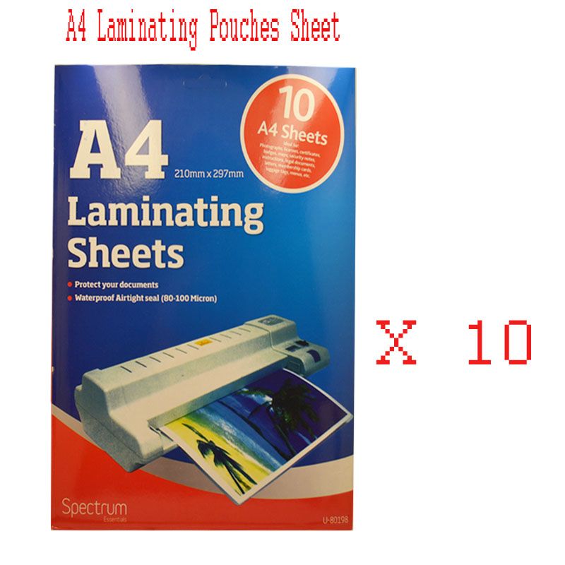 A pack of 10 Sheet A4 Laminator Laminating Clear Gloss Pouches Sheet eBay
