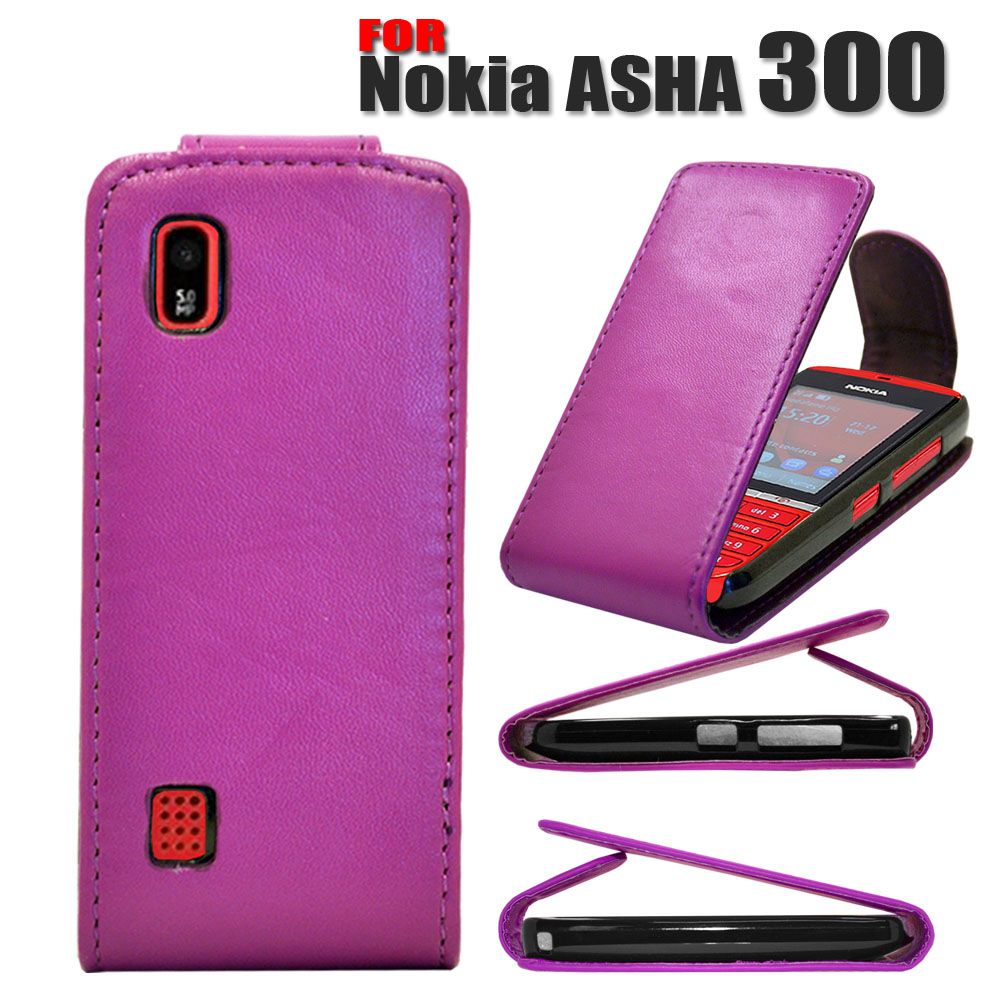 4 COLOUR PU LEATHER FLIP PROTECTIVE CASE COVER FOR NOKIA ASHA 300