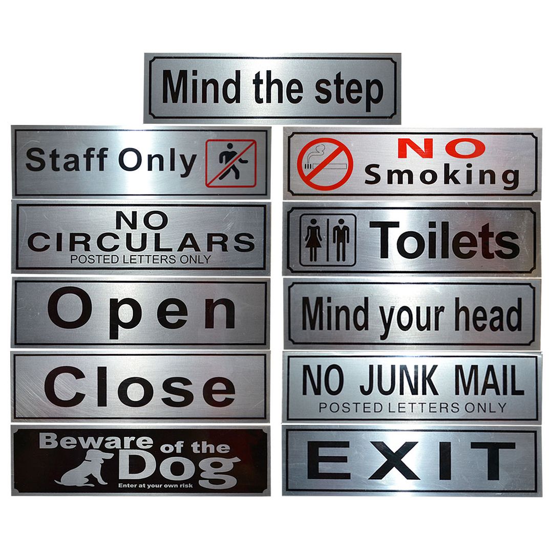 20 Style Shop Business Office Wc Letterbox Silver Metal Door Signs