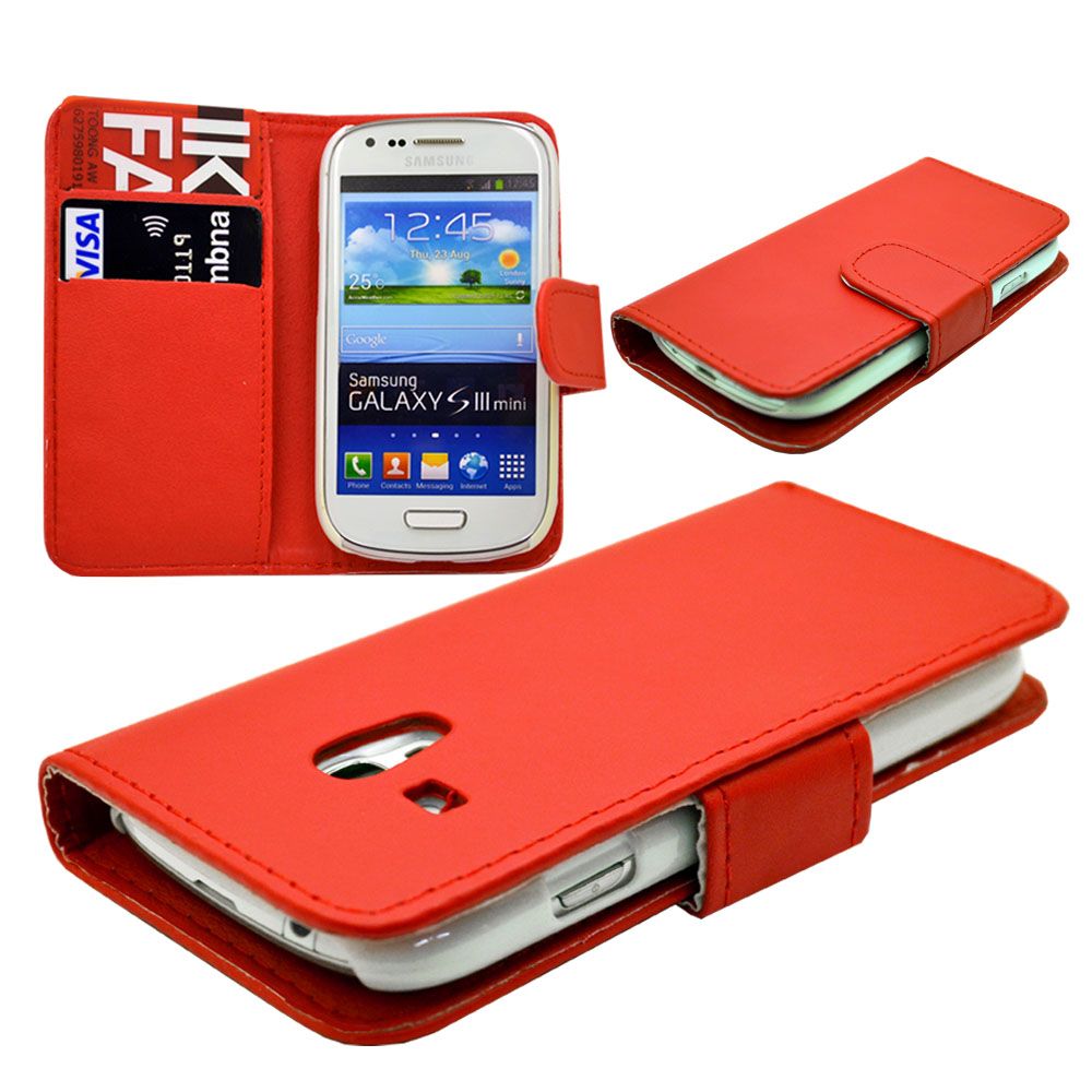 4 COLOUR WALLET STYLE FLIP PHONE CASE COVER FOR SAMSUNG GALAXY S3 Mini ...